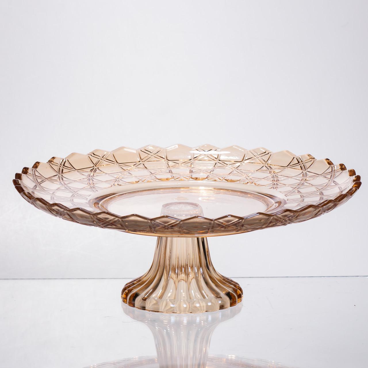 Фруктівниця скляна на ніжці кругла Ø 29 см Коричневий (64486-20)