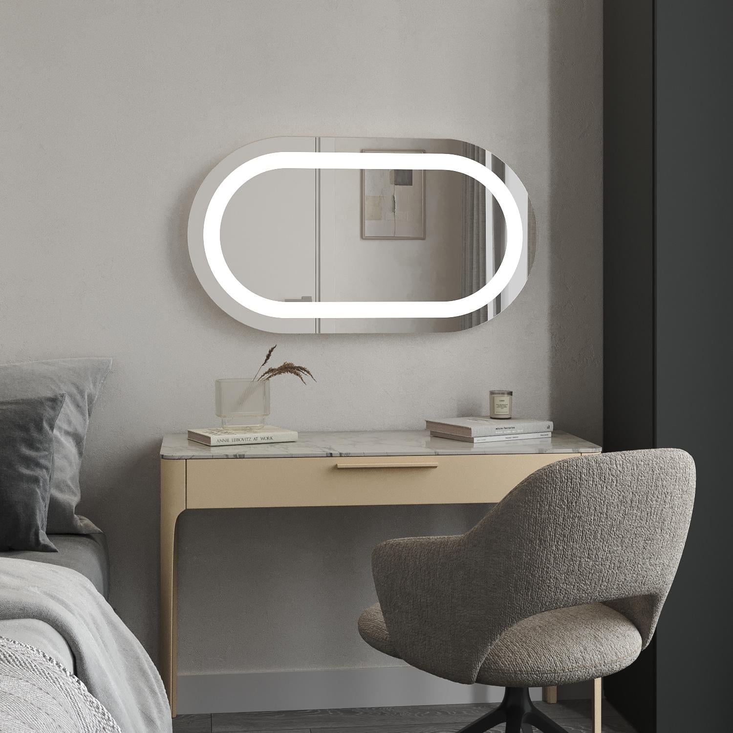 Зеркало с LED-подсветкой Лидс 1500x700 мм и кнопочным управлением