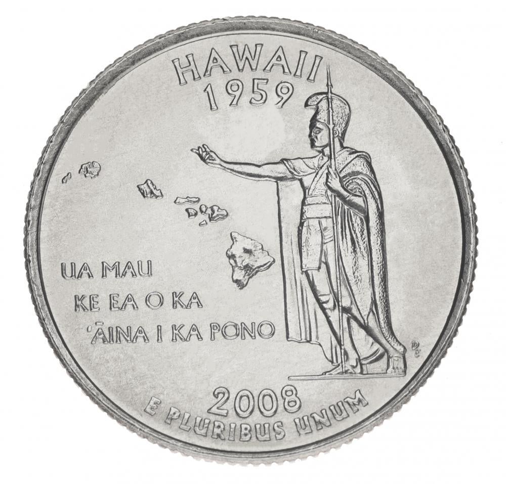 Коллекционная монета США 25 центов 2008 P Штаты и территории - Гавайи UNC (KM#425)