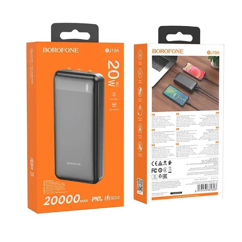 Повербанк BOROFONE BJ19A Incredible 20000mAh 20W 3A PD QC Black (019001) - фото 4