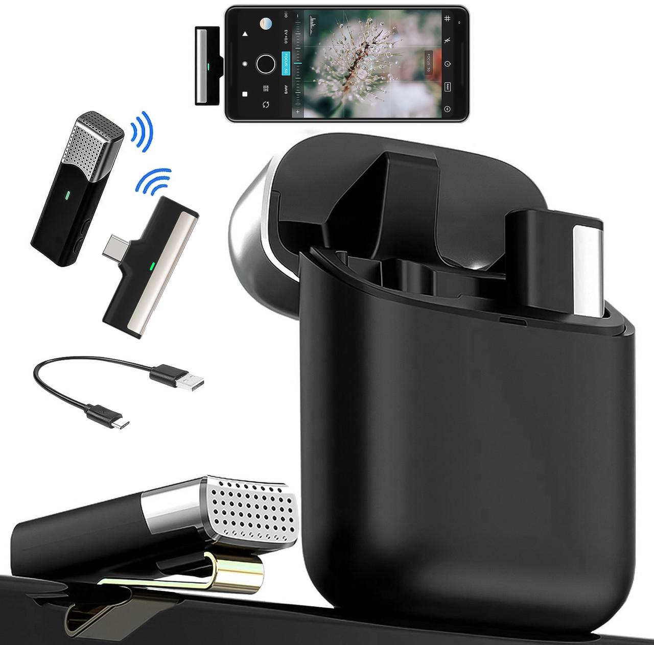 Микрофон беспроводной петличный Savetek P35 Type-C для Android смартфонов/ноутбуков/планшетов с зарядным кейсом до 20 м - фото 3