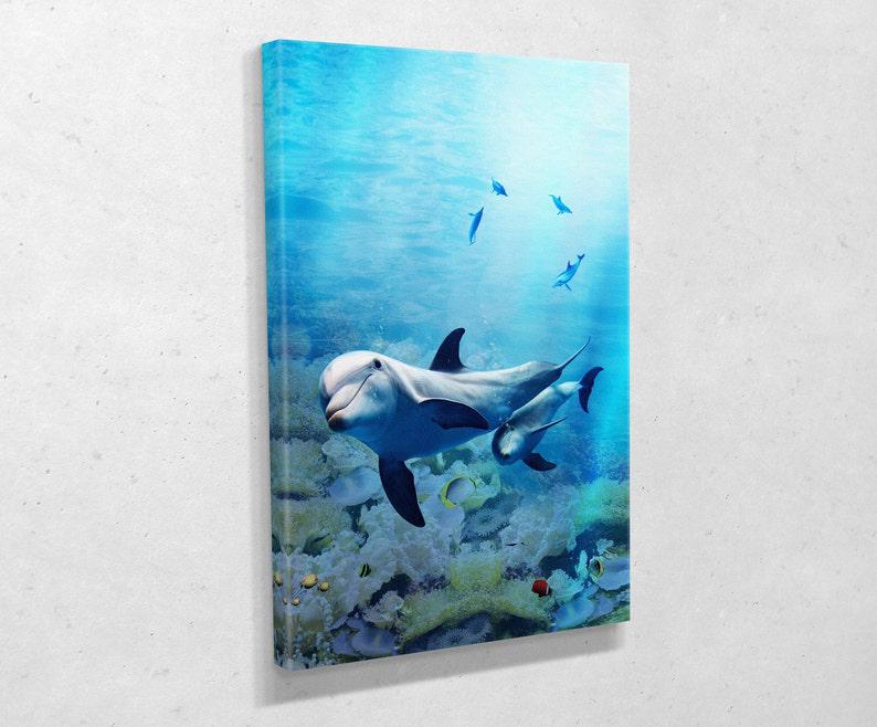 Картина для интерьера Стая дельфинов 80x54 см (723)