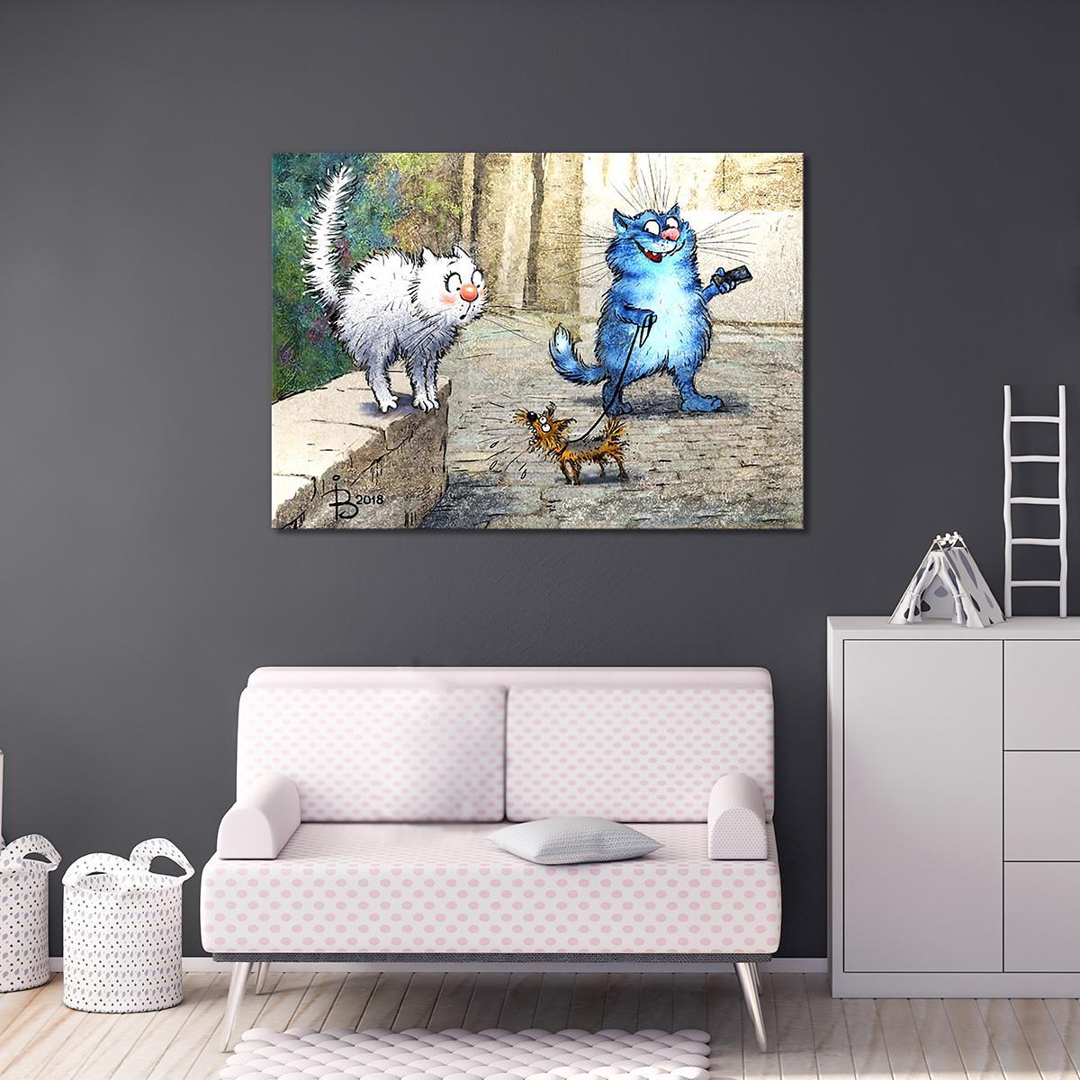 Модульная картина Натравил собаку на даму 1 модуль 70x105 см