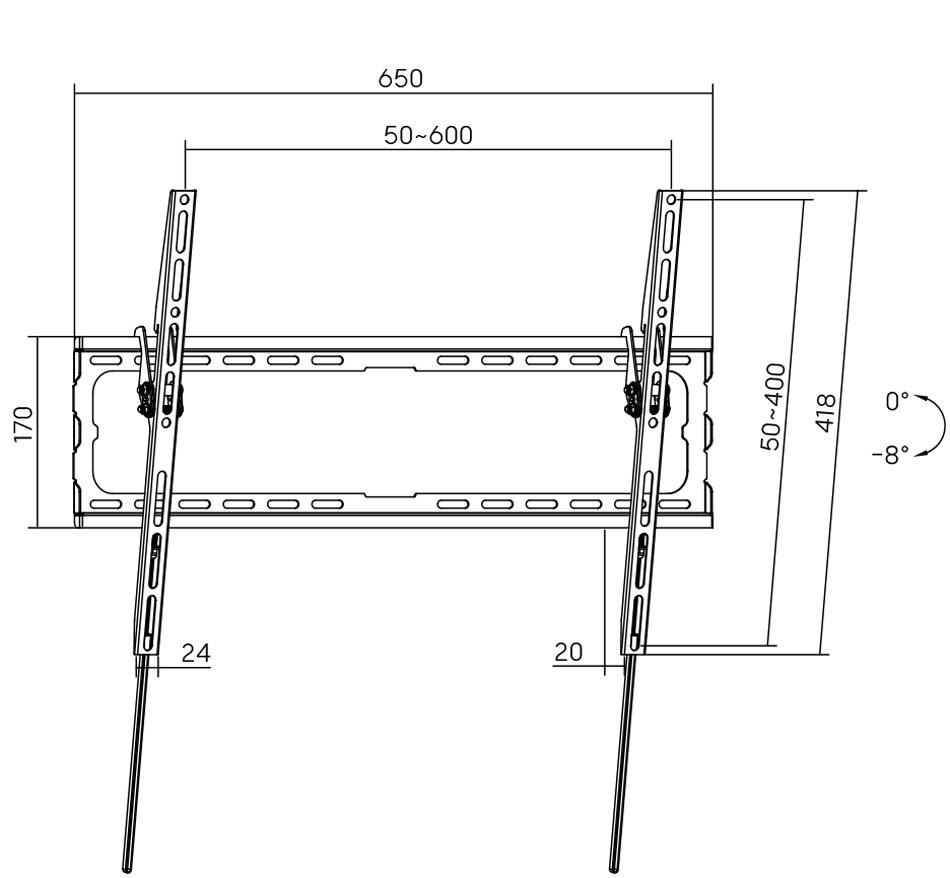 Кріплення для телевізора настінне AGN AGN80-460T з нахилом 37-80" до 45 кг VESA 600x400 Black (AGN80-460T) - фото 7 Кріплення для телевізора настінне AGN AGN80-460T з нахилом 37-80" до 45 кг VESA 600x400 Black (AGN80-460T) - фото 7