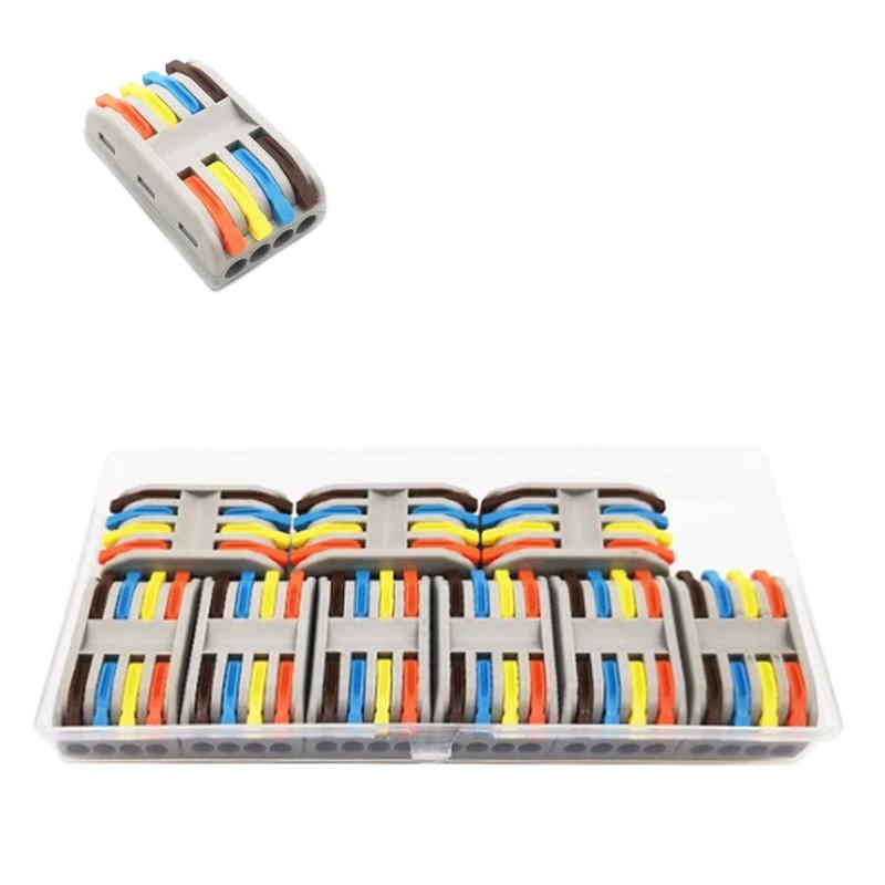 Набор клемм Tactix 0,08-4 мм2 32А 4х1-4х1 проходная одинарная 40х24х14,5 мм 9 шт. Разноцветный (CT424c-9box)