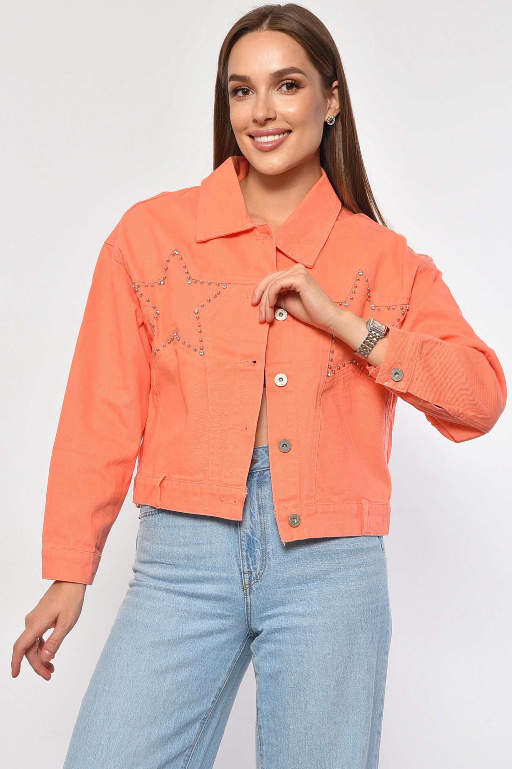 Джинсовка женская M Оранжевый (187267) - фото 2 Джинсовка женская M Оранжевый (187267) - фото 2