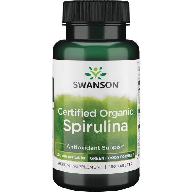 Спіруліна натуральна Swanson Organic Spirulina 500 мг 180 таблеток (SWR044)