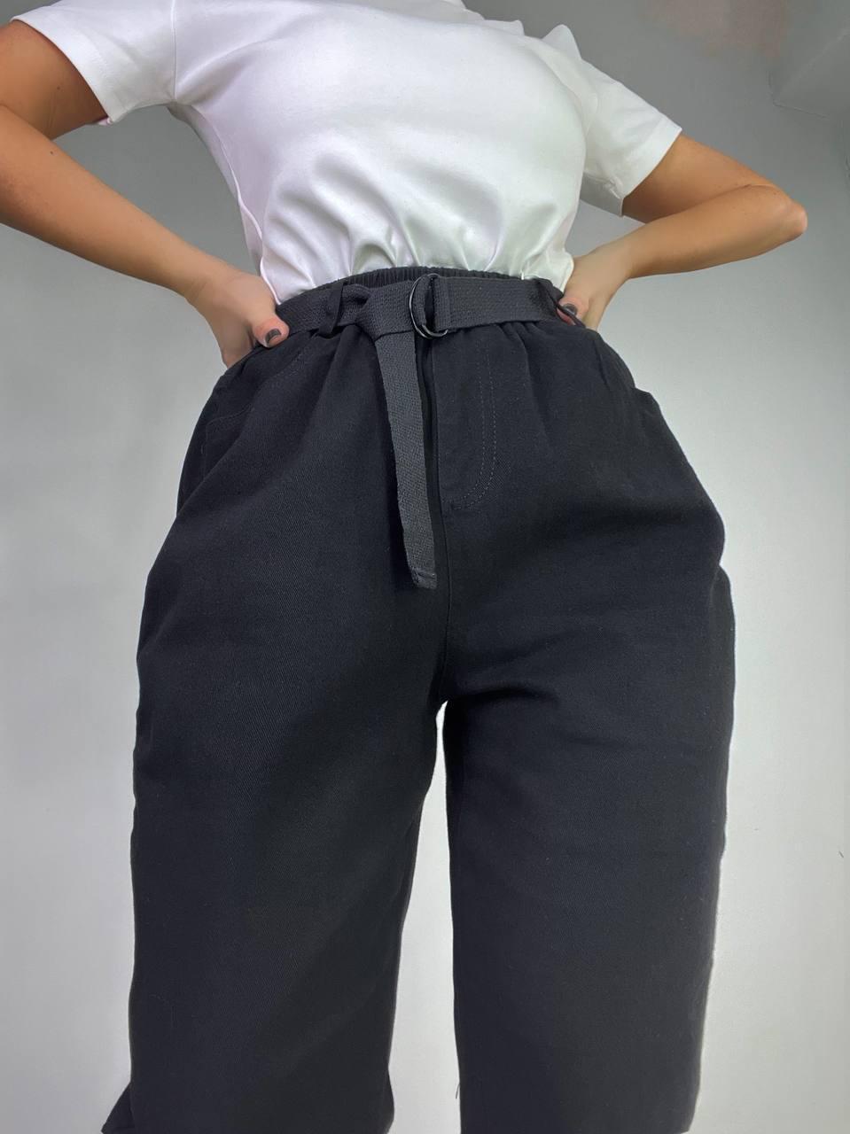 Джинси жіночі A-N 25072 MOM банани талія на резинці з ременем стрейчеві оверсайз M Чорний (3608) - фото 4 Джинси жіночі A-N 25072 MOM банани талія на резинці з ременем стрейчеві оверсайз M Чорний (3608) - фото 4