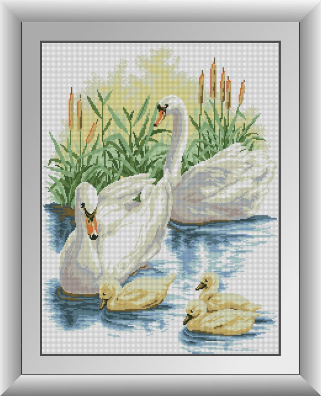 Алмазная мозаика Dream Art Семья лебедей 48x63 см (DA.30410)