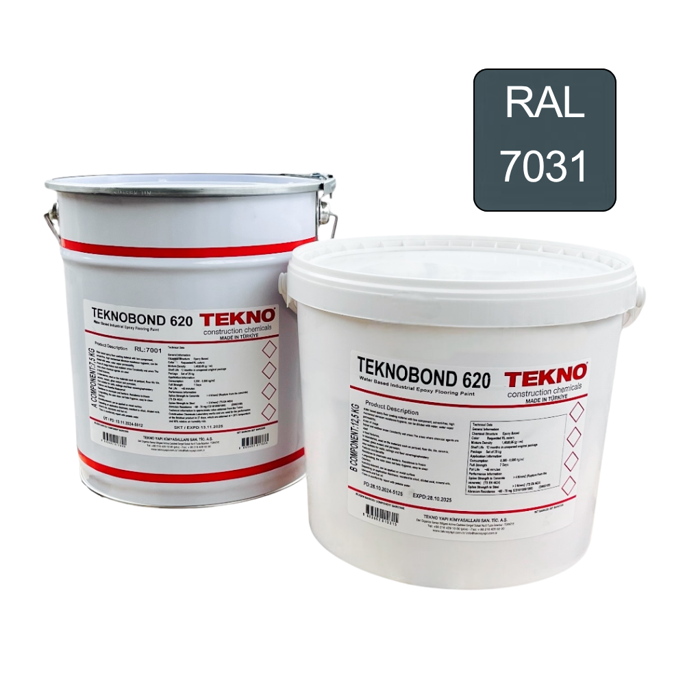 Комплект епоксидної фарби на водній основі Tekno bond 620 паропроникна 20 кг Сірий (RAL 7031)