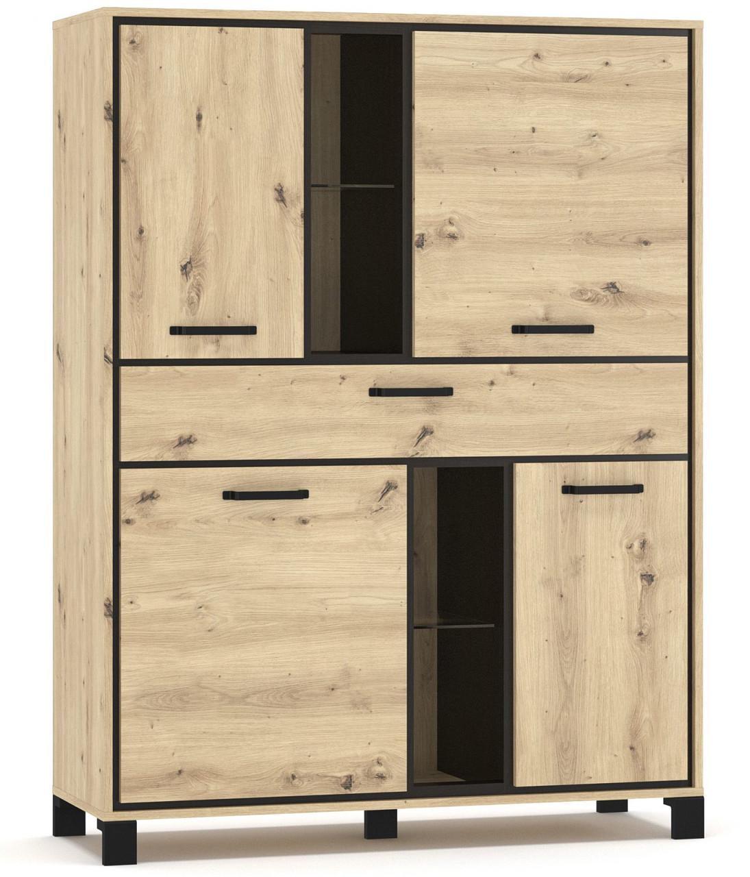 Комод для спальни с выдвижными ящиками Мебель Сервис Велс 4Д1Ш 117,4х41,2х157,6 см Артисан/Венге темный (3869254)