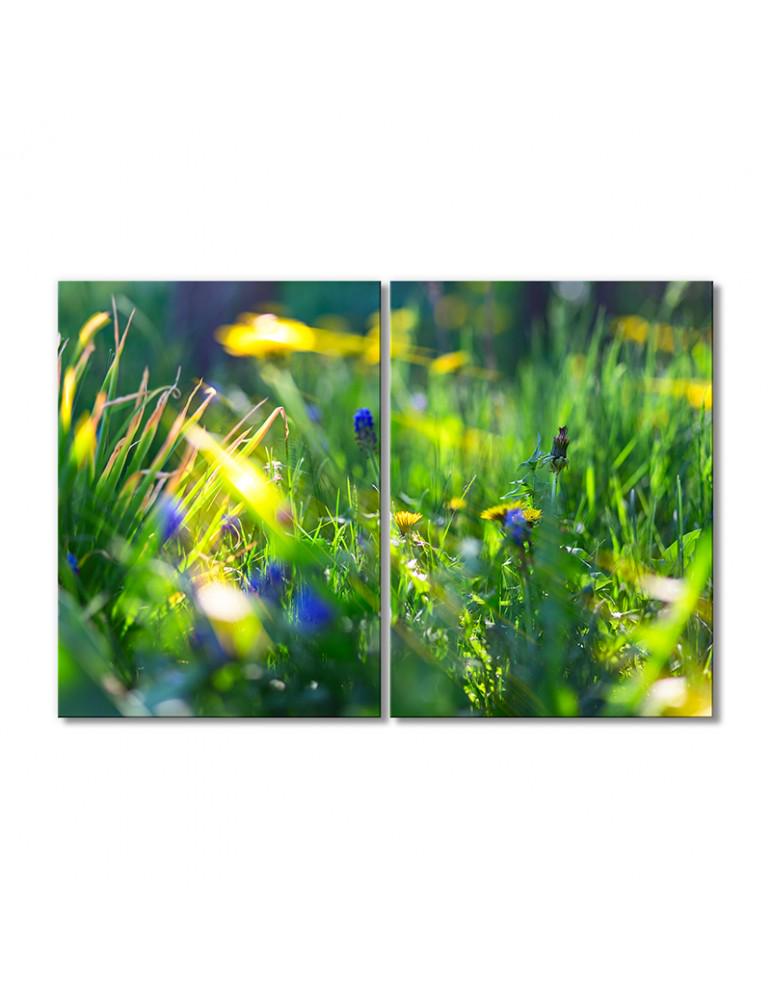 Картина модульная Солнце в полевых цветах 2 модуля 30х45 см