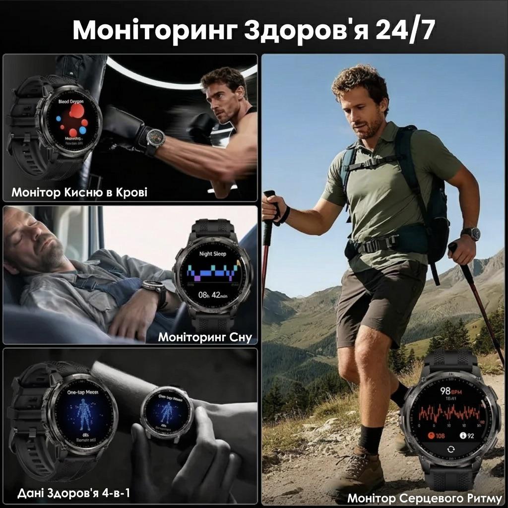 Смарт-годинник тактичний Kospet Tank T4С Black — фото 10