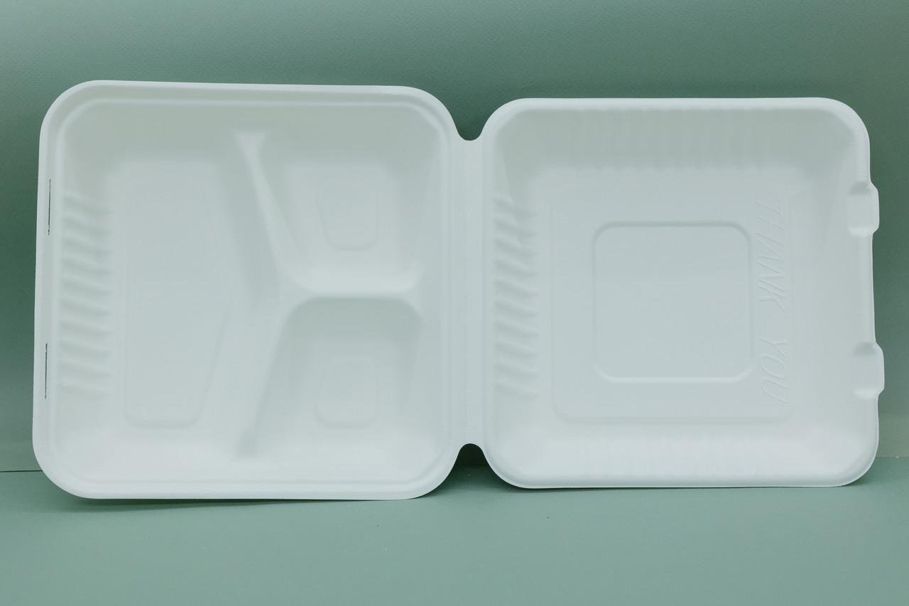 Одноразовый контейнер с 3 отделениями 23х23х7,8 см 100 шт.