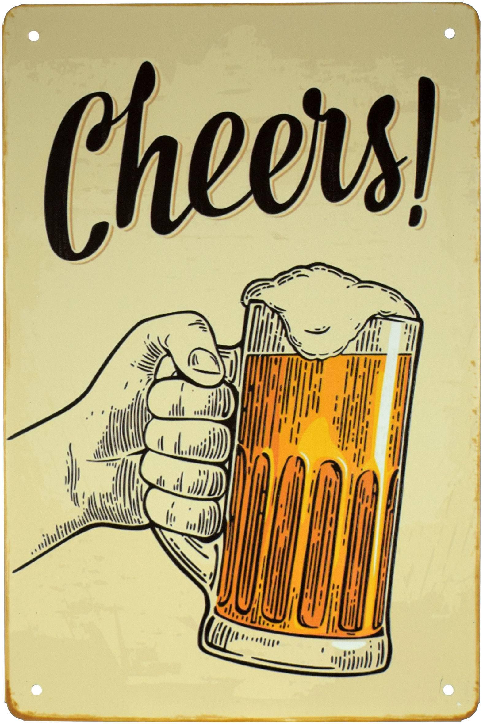 Табличка металлическая Будь Здоров! Кружка Пива/Cheers! 20x30 см