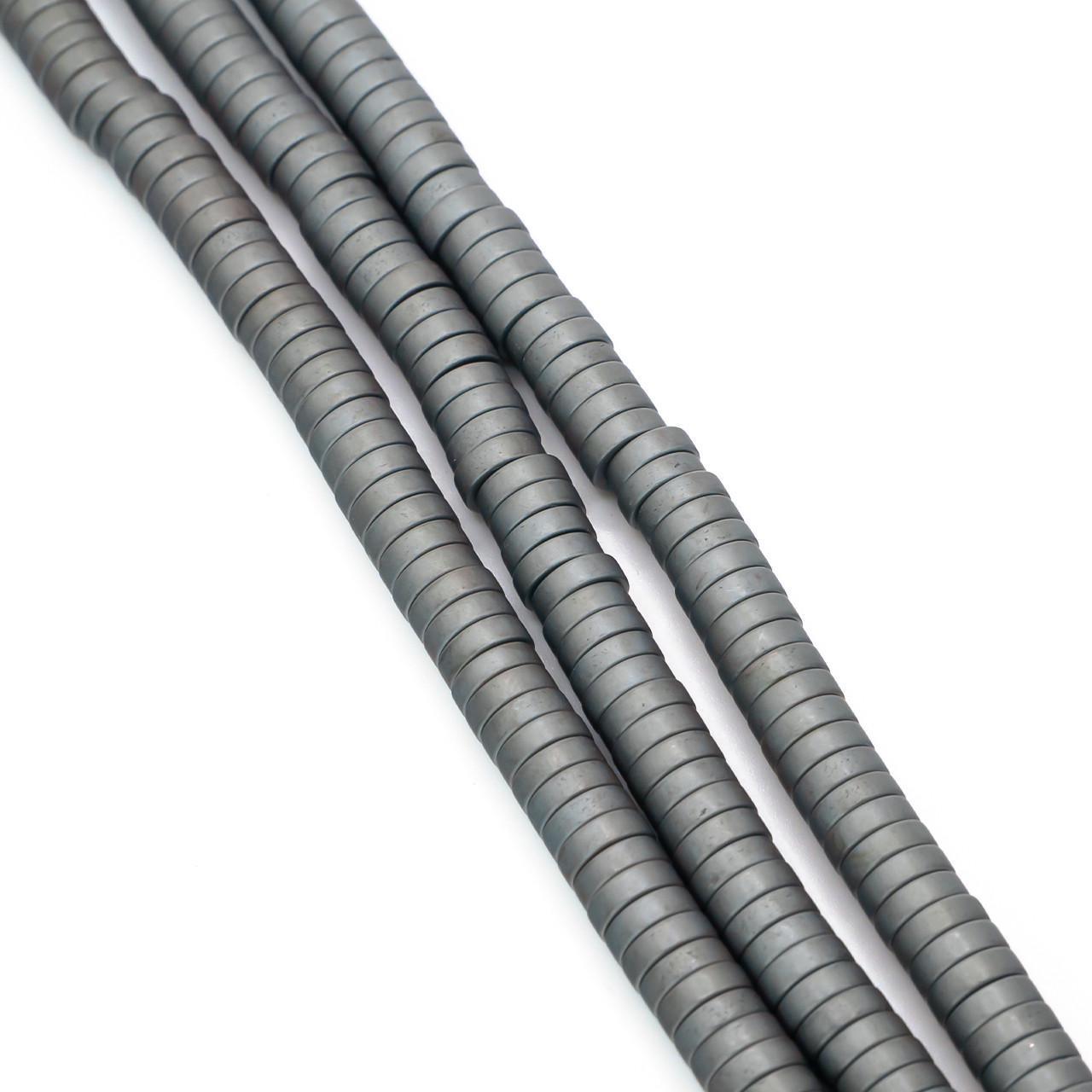 Бусины гематитовые Шайба 6х2 мм 40 см 190 шт. Серый матовый (БГ0602ш65) Бусины гематитовые Шайба 6х2 мм 40 см 190 шт. Серый матовый (БГ0602ш65)