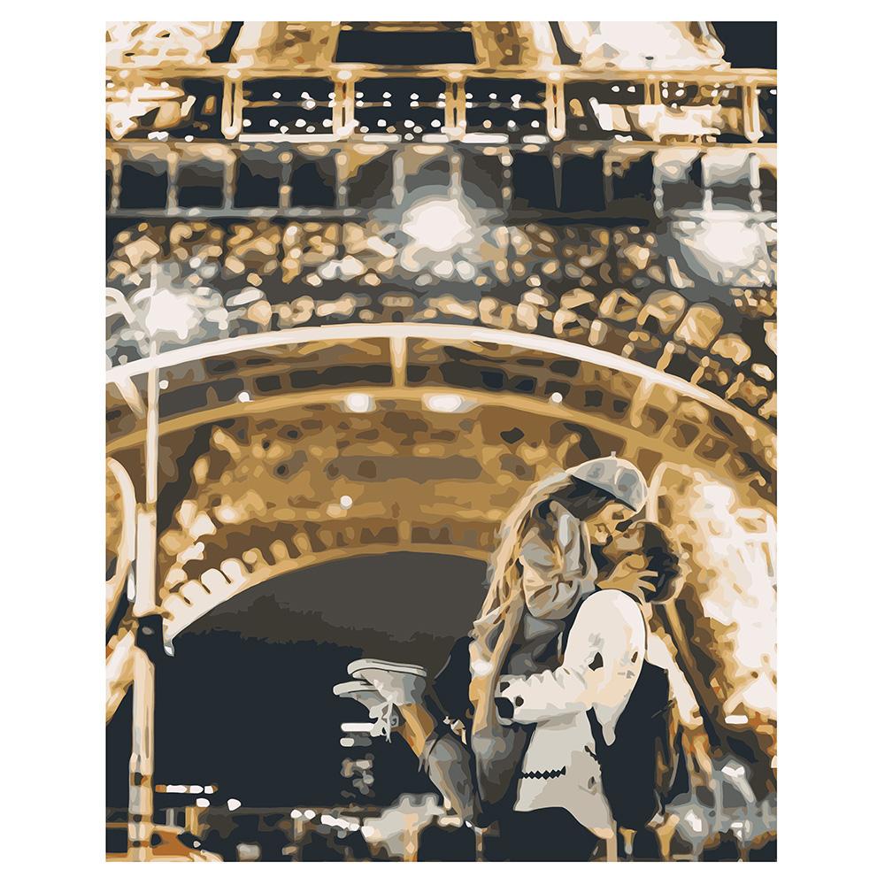 Картина по номерам Strateg Поцелуй возле Эйфелевой башни 40x50 см (VA-1531)