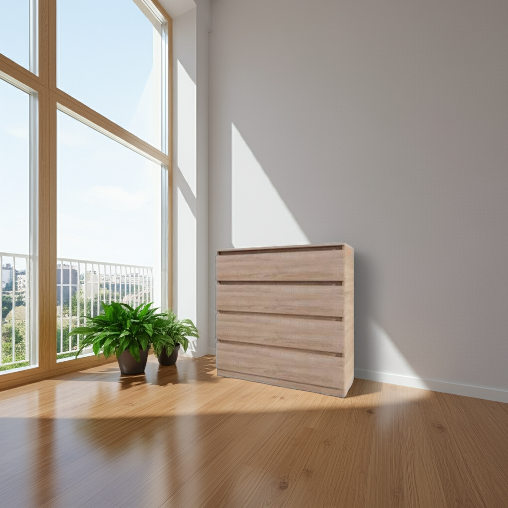 Комод MEBEX на 4 ящика 100х40х100 см Дуб Сонома (VM4B1000DS)