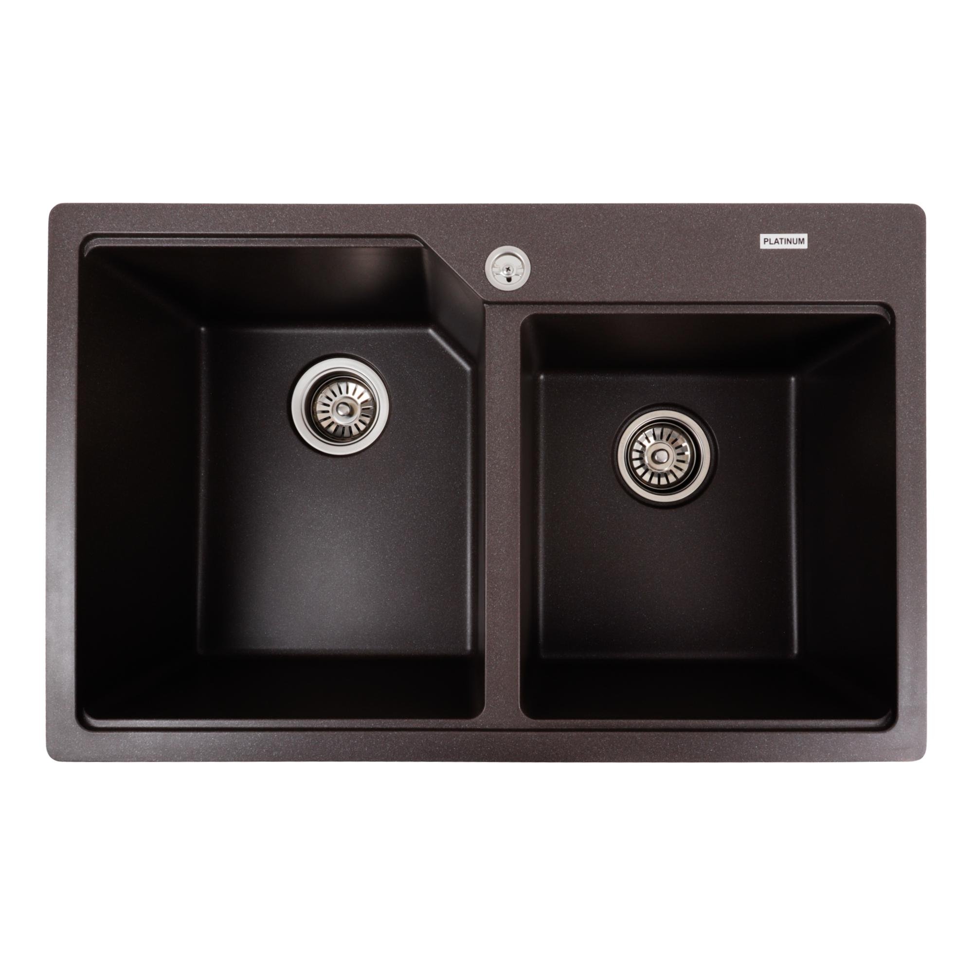 Мойка кухонная Platinum PLS-A39672 две чаши гранитная прямоугольная 780x500 мм Коричневый (25968106)