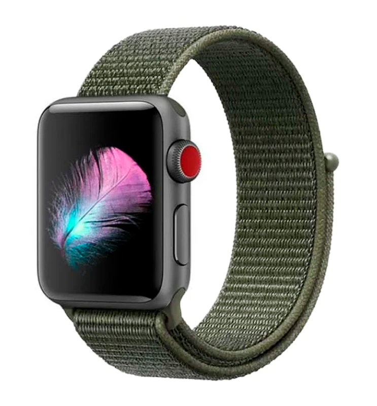 Ремінець CDK для Apple Watch 46 мм Series 10 Nylon Sport Loop Olive flak (09038)