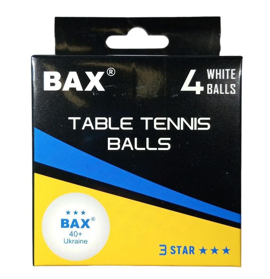 Набір м'ячиків для настільного тенісу Bax 3 Star 40+ Ukraine 4 шт. White (151313) - фото 2