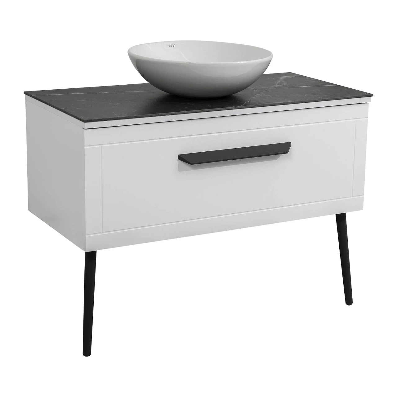Тумба Сиена Белый матовый со столешницей 100 см и умывальником Zero 46 (2671351691)