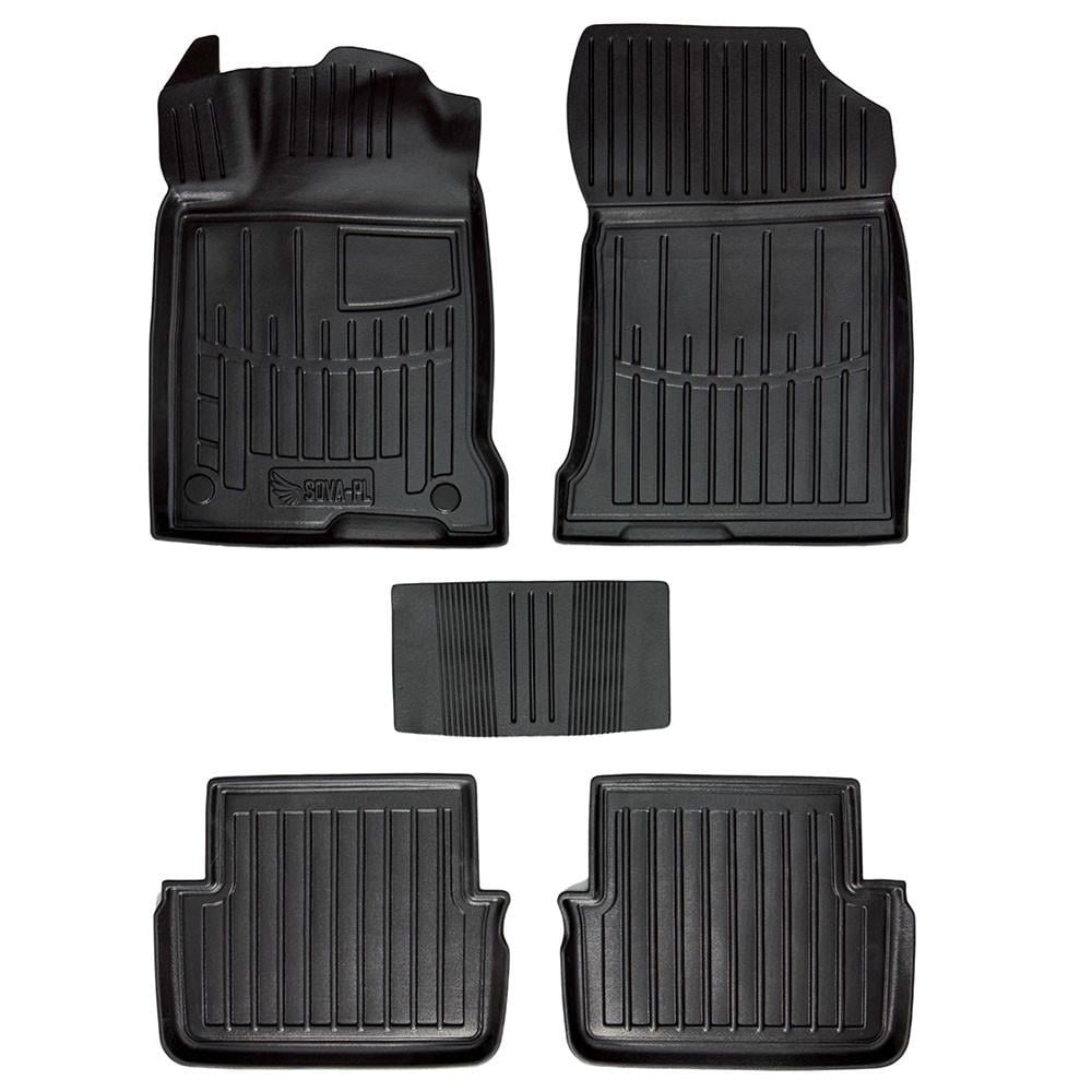 Коврики в салон SOVA-PL для Renault Laguna III 2007-2015 резиновые 5 шт. Черный (28800654)