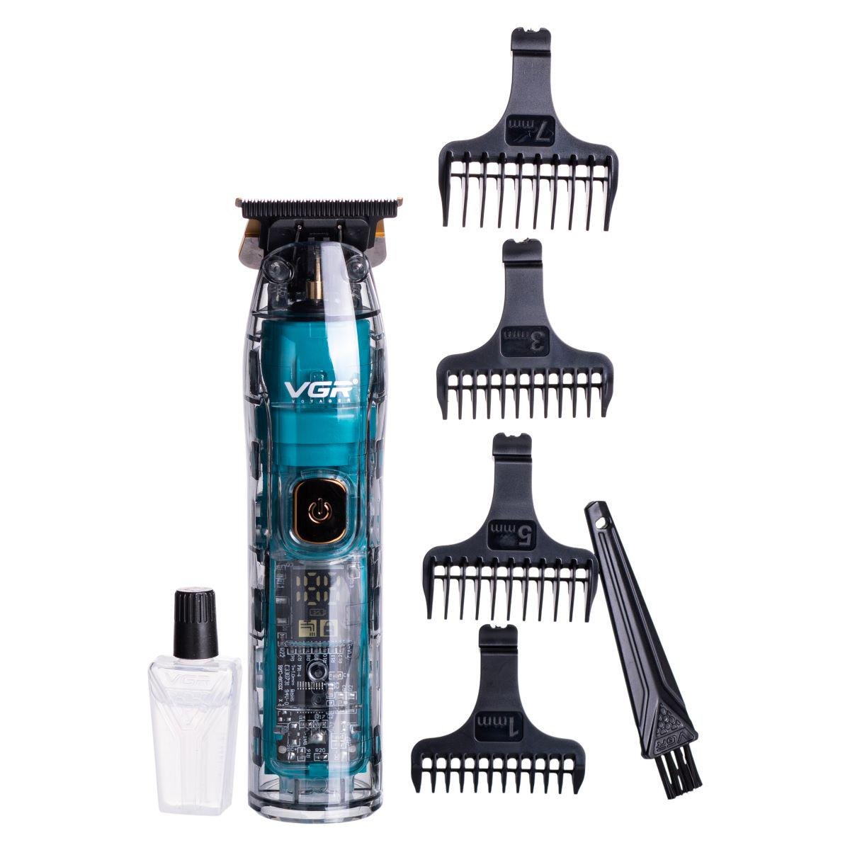 Триммер для стрижки VGR V-961 аккумуляторный с 4 насадками Зеленый (7380) - фото 2 Триммер для стрижки VGR V-961 аккумуляторный с 4 насадками Зеленый (7380) - фото 2