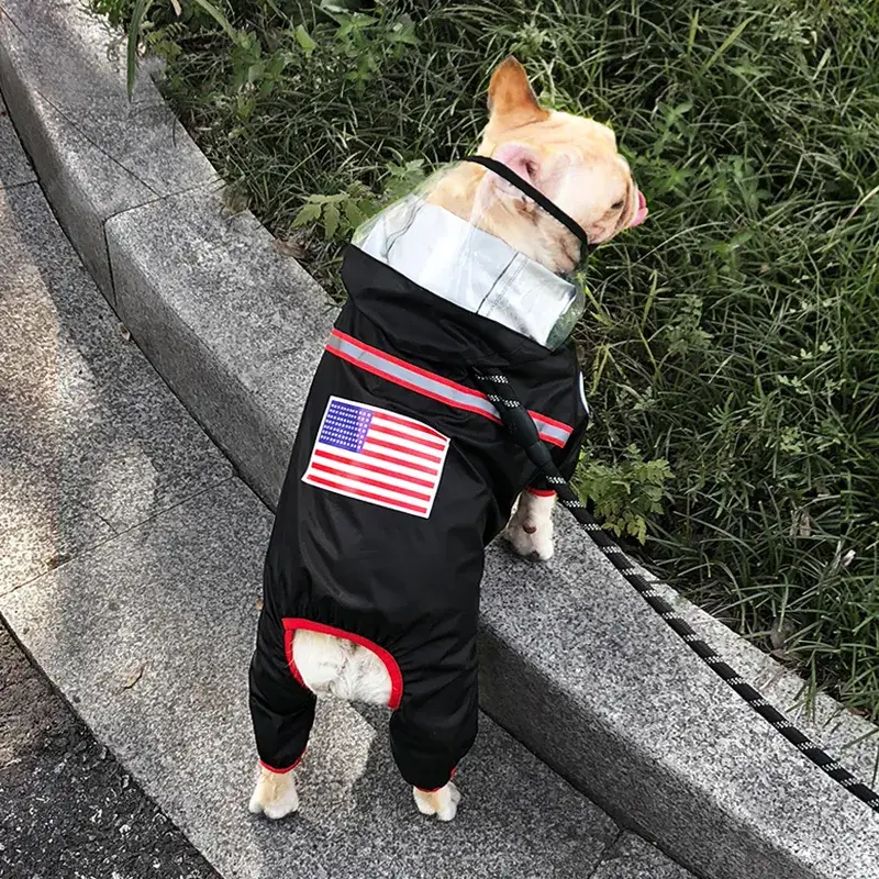 Дождевик для собак с капюшоном с надписью "dog face" L Черный (2007677130) - фото 3 Дождевик для собак с капюшоном с надписью "dog face" L Черный (2007677130) - фото 3