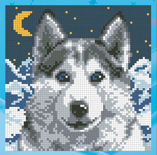 Алмазная мозаика для детей Хаски 18x18 см (UA.002)