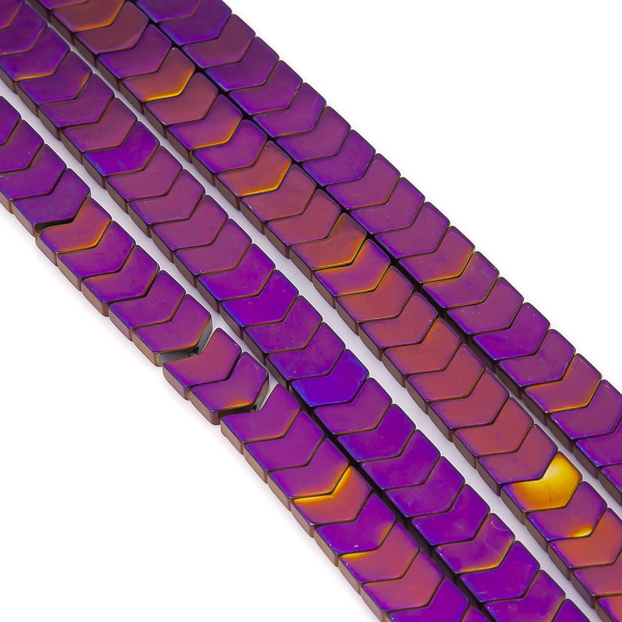 Бусины гематитовые Змейка 6х2 мм 40 см 180 шт. Фиолетово-желтый (БГ0602з36)