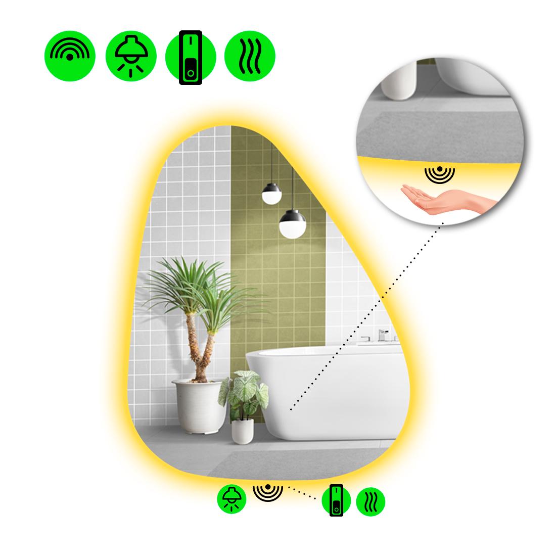 Зеркало с LED подсветкой Doccia 2 с ИК включателем и подогревом 80x64 см (8737639)