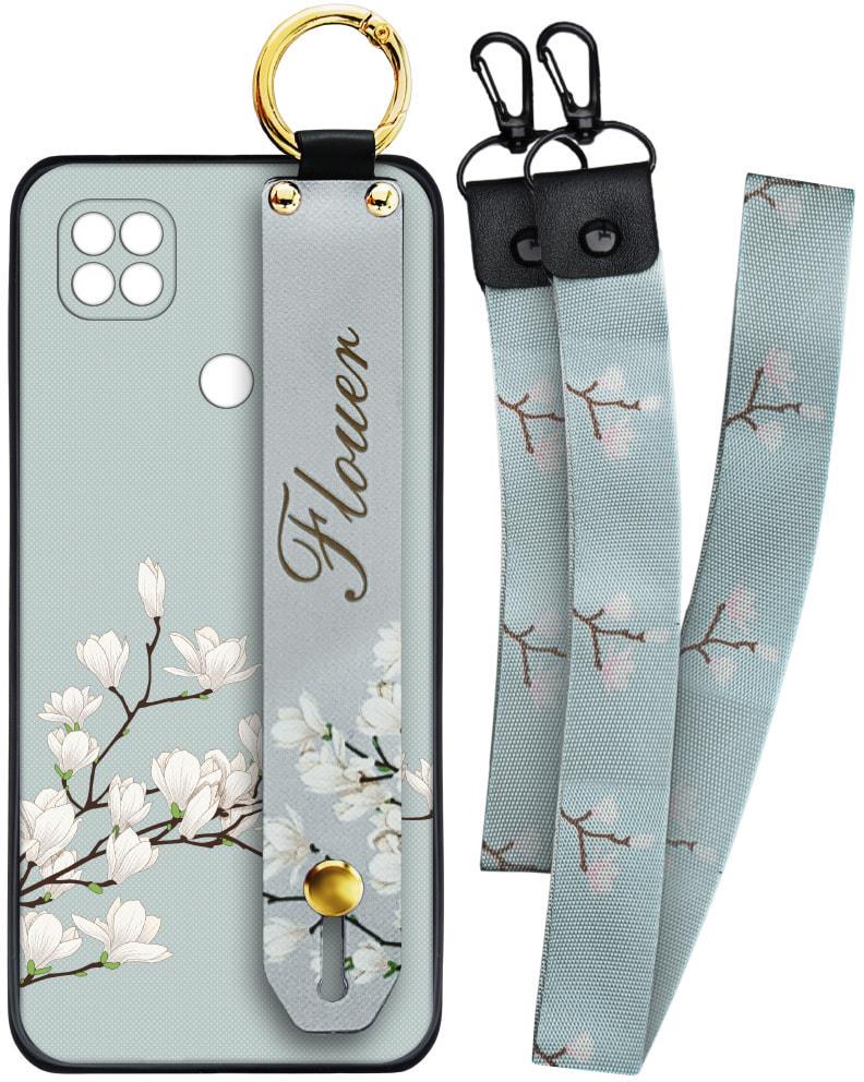 Чехол SHLab Xiaomi Redmi 10A Flower White + два ремешка с карабином (32104)