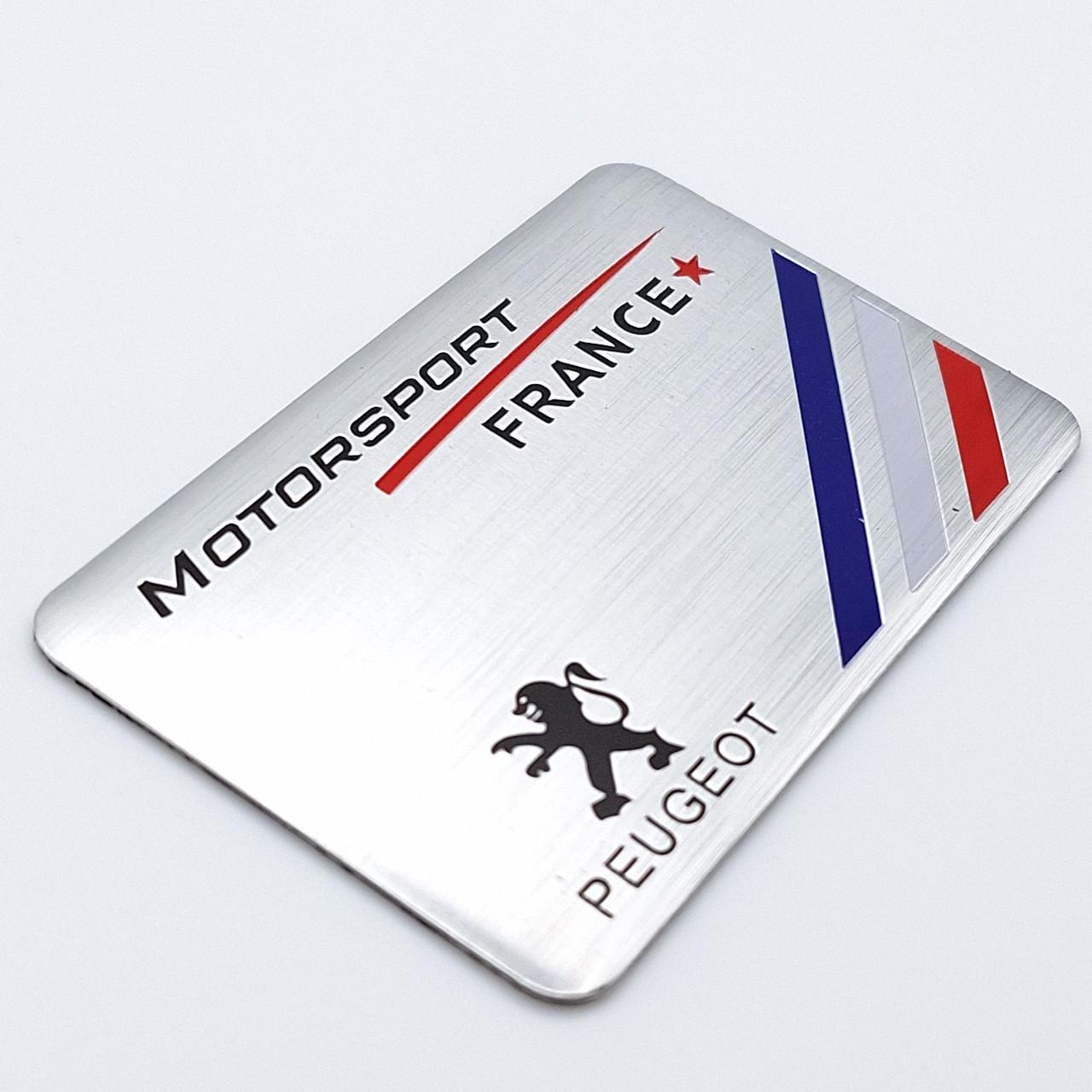Эмблема алюминиевая Peugeot Motorsport France 8х5 см (2390805254)