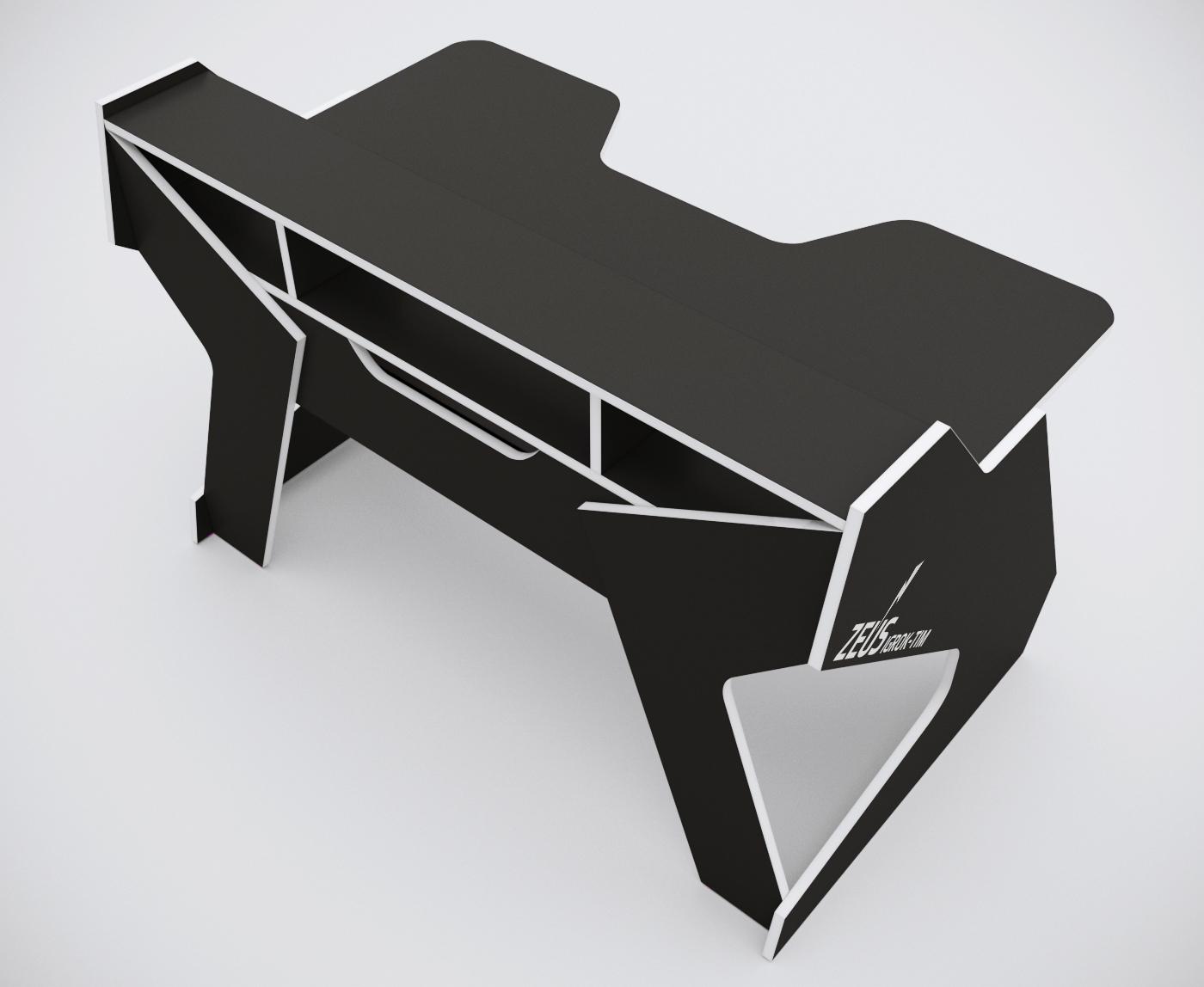 Стол геймерский с надстройкой Zeus Igrok-Tim ЛДСП Черный/белый - фото 5 Стол геймерский с надстройкой Zeus Igrok-Tim ЛДСП Черный/белый - фото 5
