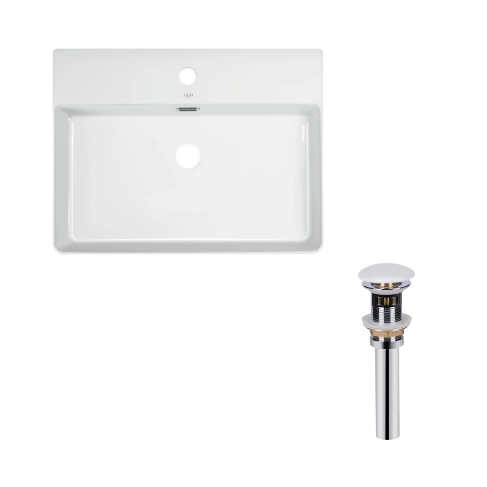Раковина підвісна прамокутна Qtap Nando LT та донний клапан PU02O 600х440х130 мм White (53450)