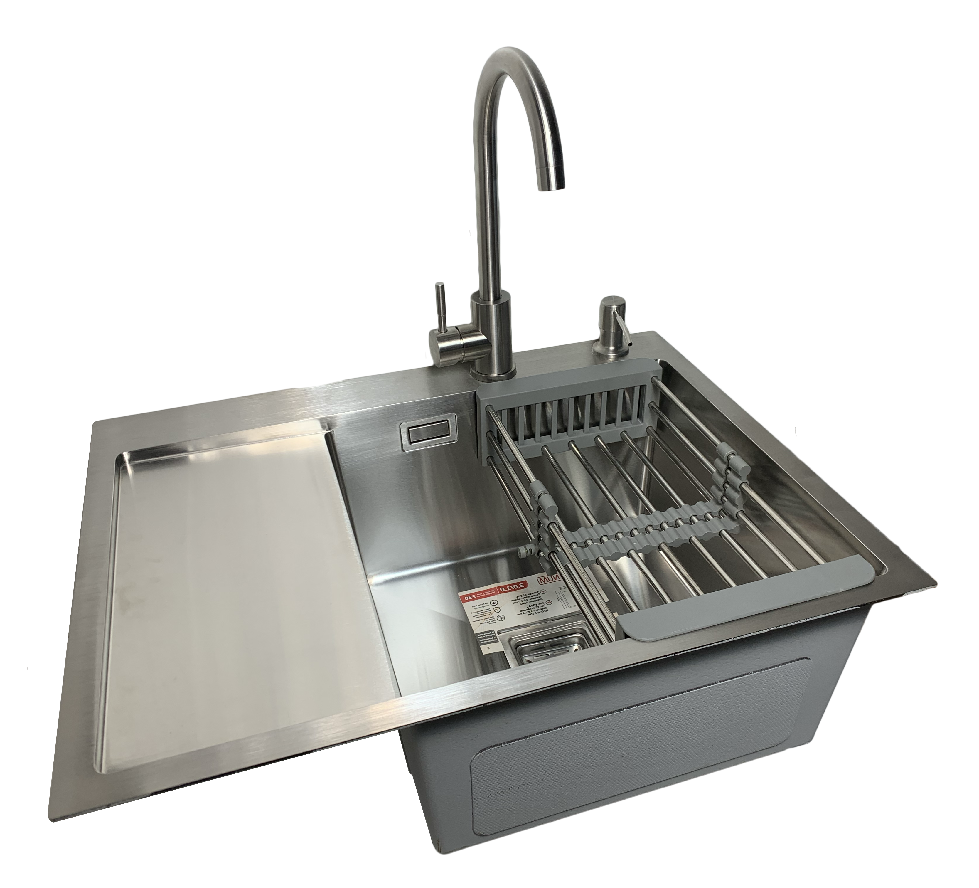 Мойка кухонная Platinum Handmade 65х50 см чаша справа/смеситель/дозатор/лоток (14023773)