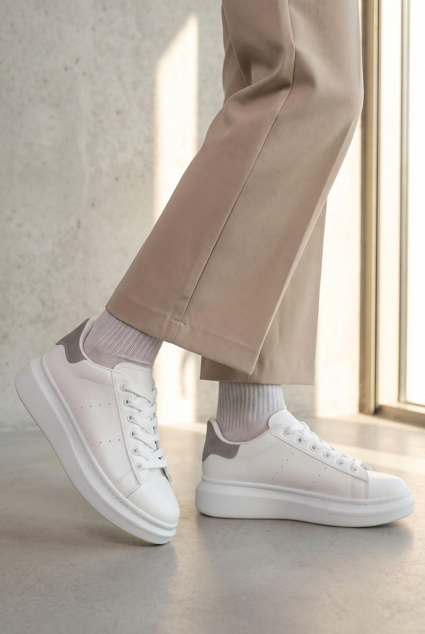 Кеды женские Fashion на платформе со вставкой 347297 р. 38 Белый с серым (347297_38)