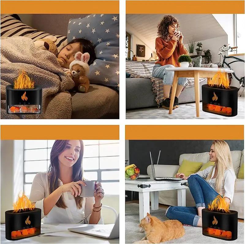 Увлажнитель воздуха соляная лампа 3в1 с эффектом пламени гималайская соль для ароматерапии и подсветка Черный - фото 9 Увлажнитель воздуха соляная лампа 3в1 с эффектом пламени гималайская соль для ароматерапии и подсветка Черный - фото 9