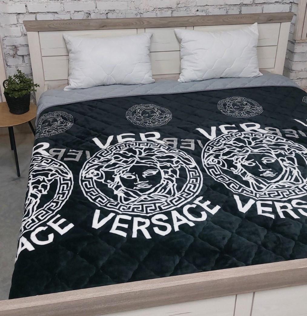 Покрывало стеганое двуспальное Versace Черный (32409)