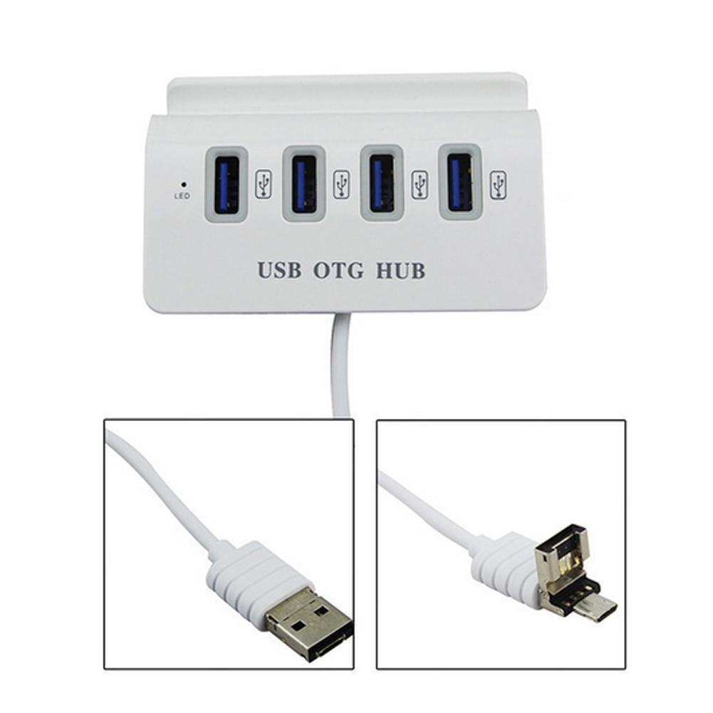 Хаб USB 2,0 OTG трансформер 3в1 с подставкой для телефона - фото 2