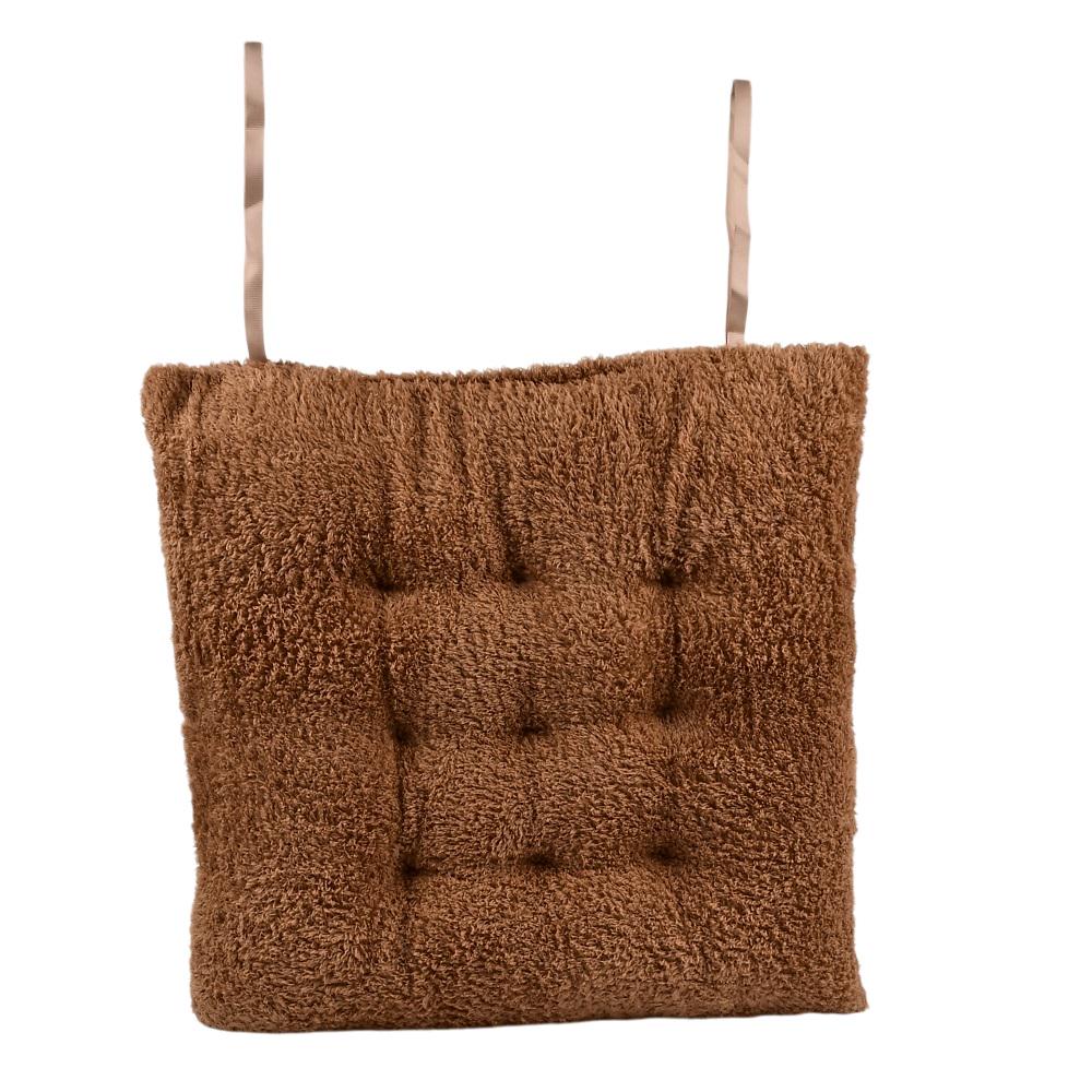 Подушка на стул Stenson Plush 40 см полиэстеровая мягкая с завязками Коричневый (R94265-BR)