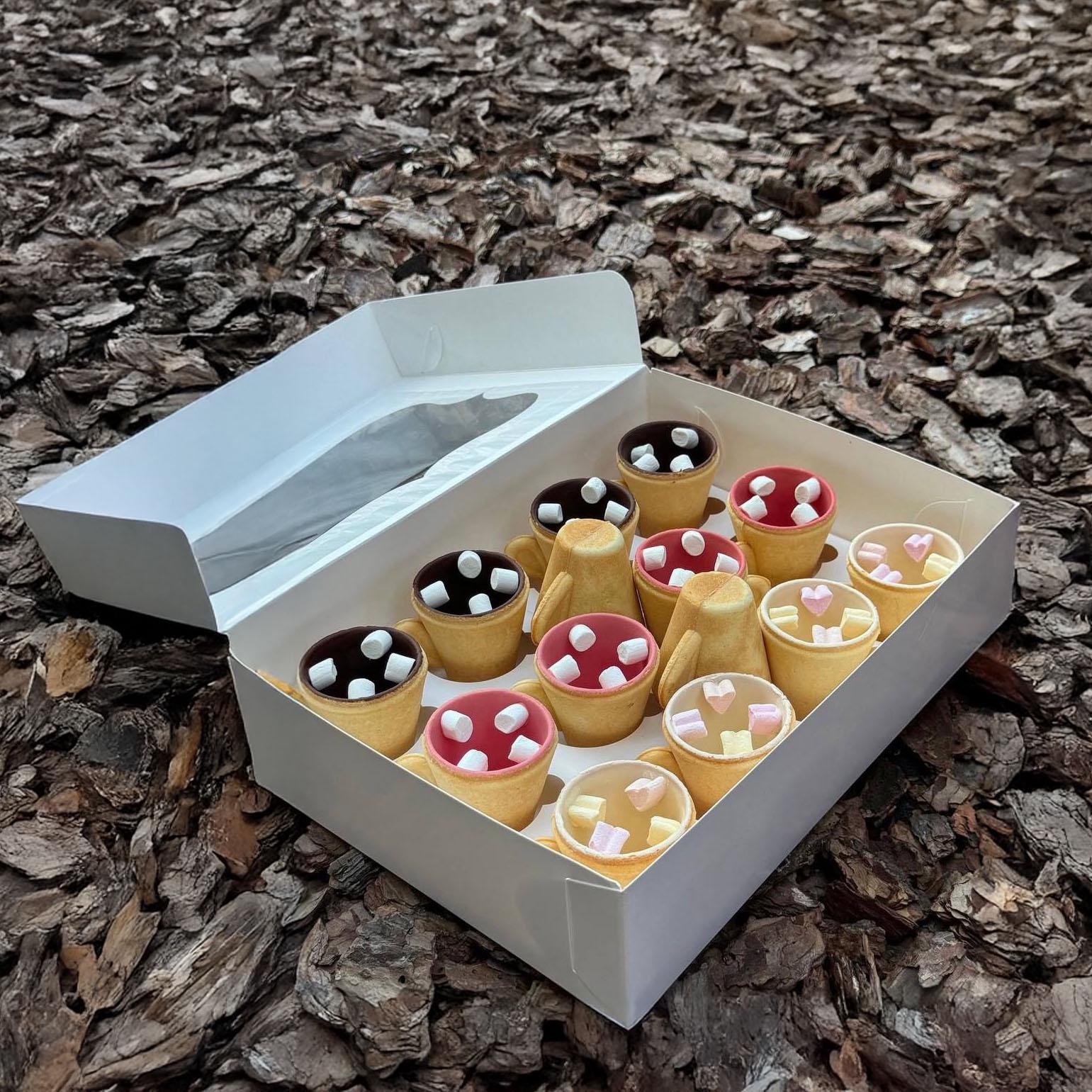 Подарочный набор 14 шт. съедобных чашек с маршмеллоу на Новый год/Рождество/Николая печенье/шоколад/маршмеллоу для горячих напитков (Е500137(14)