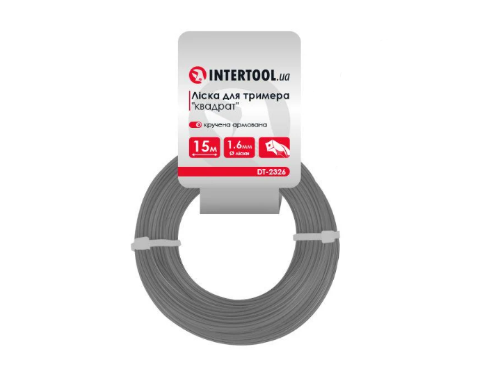 Леска для триммера квадратная витая армированная Intertool 1,6 мм х 15 м (DT-2326)