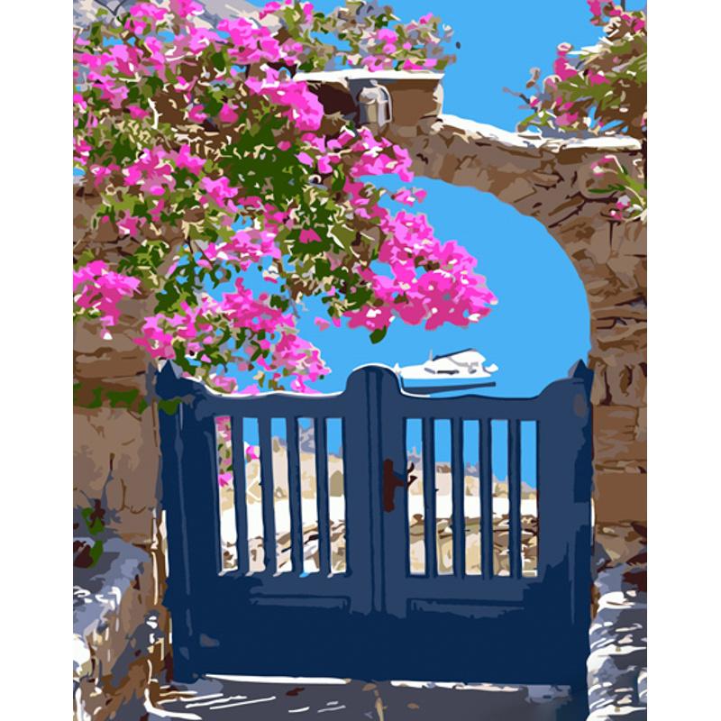 Картина за номерами Strateg Преміум Хвіртка до моря 40x50 см (GS1260)