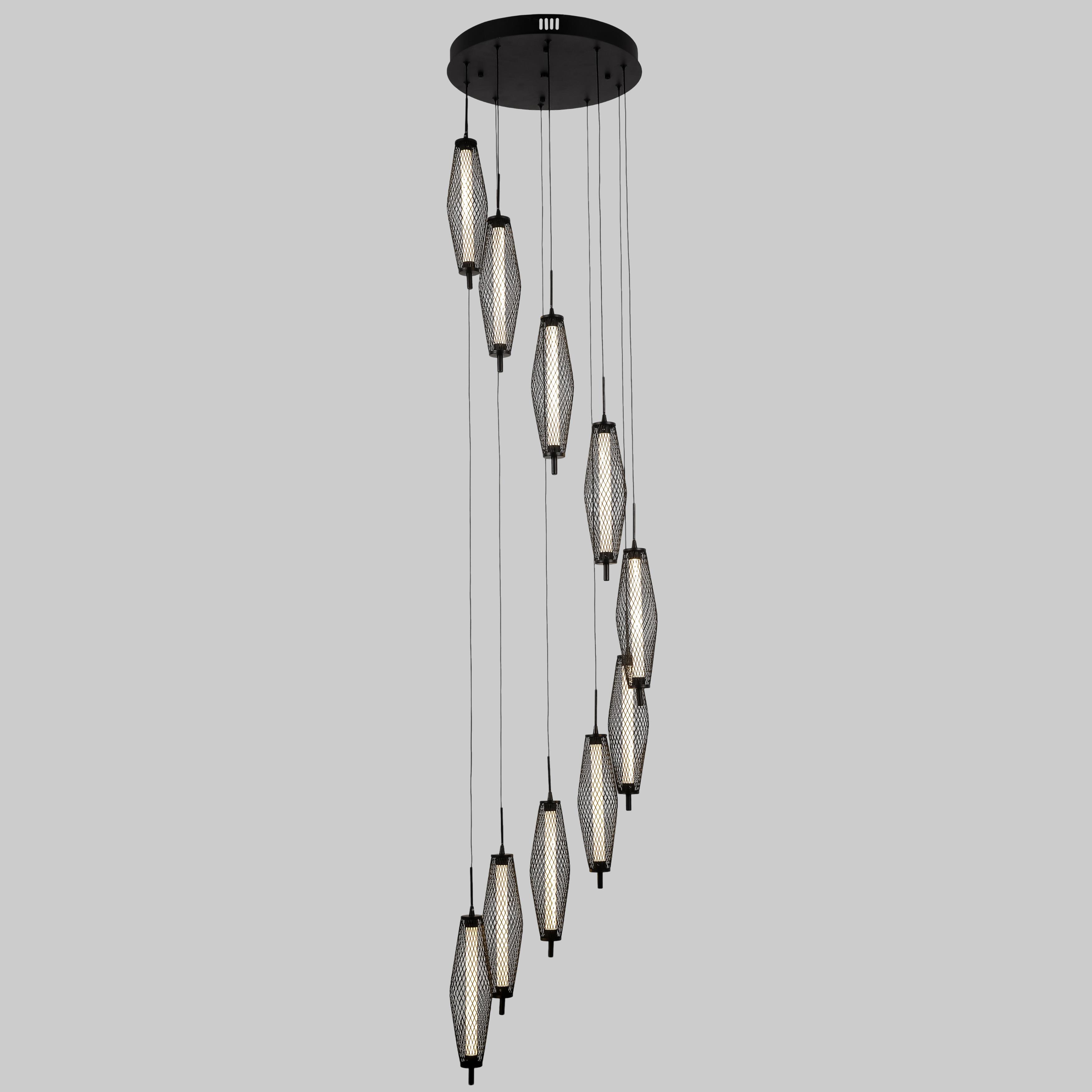 Люстра для лестницы на 10 ламп Черный (81-3142-10 BK)