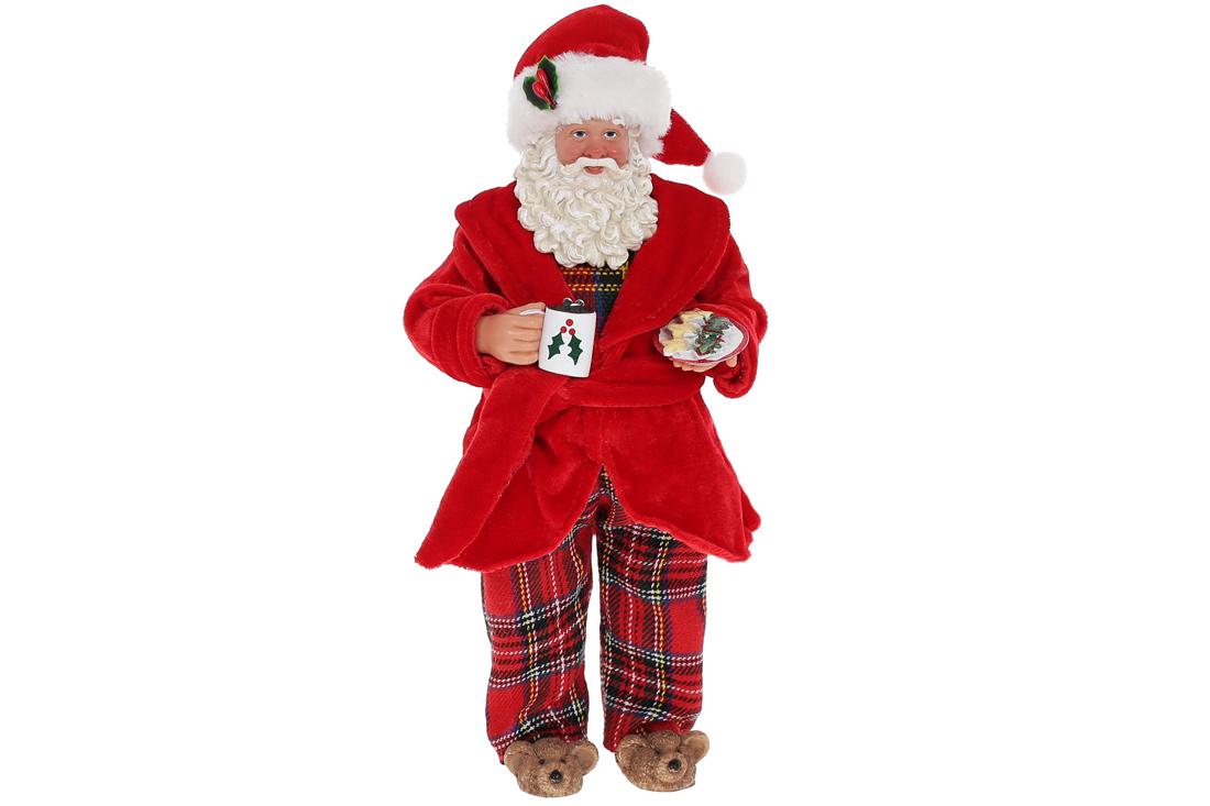 Мягкая игрушка новогодняя BonaDi Санта в халате и тапочках 28 см (845-272)