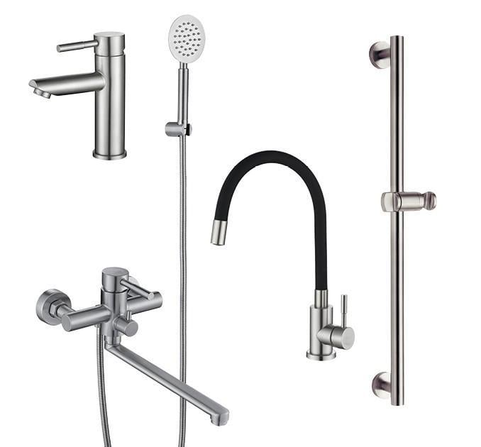 Набір змішувачів Kraft 4в1 для ванної/кухні/умивальник/душ стійка (11690384)