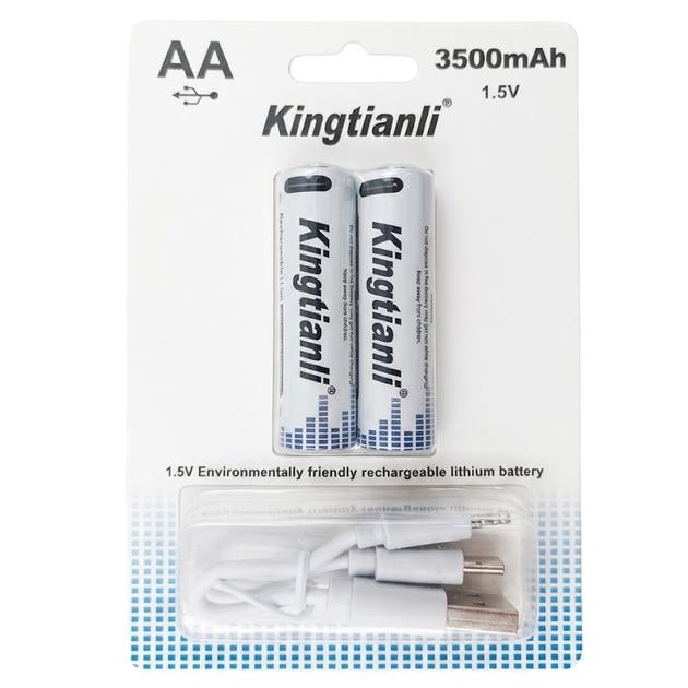 Аккумуляторы АА Kingtianli с разъемом Type-C на 1,5V 3500 mAh 2 шт. (1011174-White)