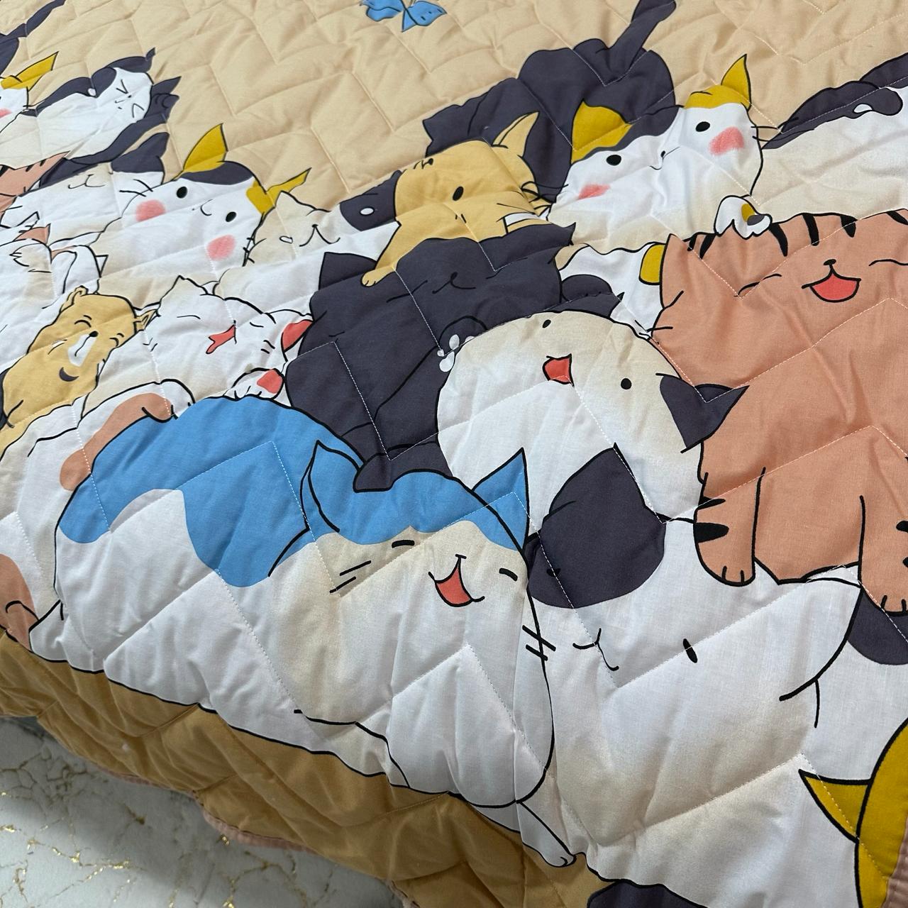 Покрывало-одеяло детское двустороннее Кошки 150х210 см Бежевый (P-DL-3) - фото 9